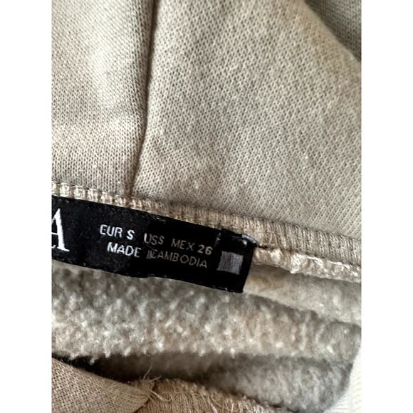 Zara Tan Hooded Crop Sweatshirt Small - Picture 3 of 5